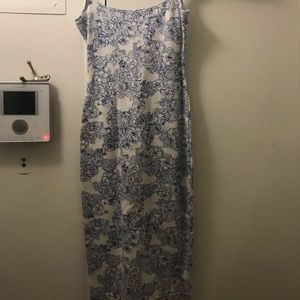 Stretch material blue and white dress